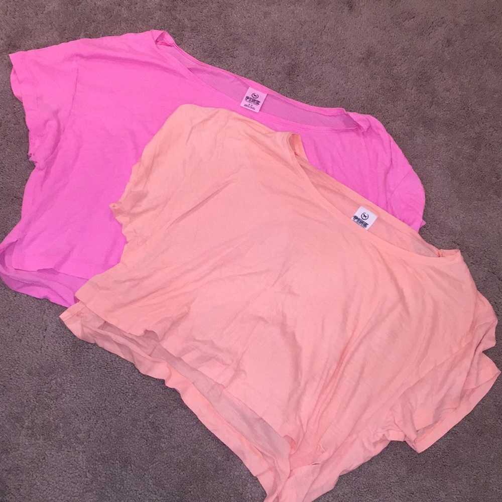 2 PINK Cropped Tees